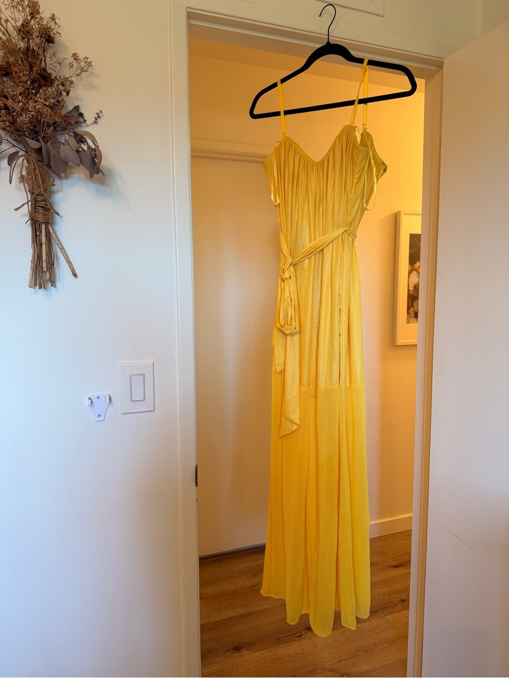 BCBGMaxAzria Sunny Yellow Spaghetti Strap Dress